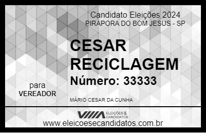 Candidato CESAR RECICLAGEM 2024 - PIRAPORA DO BOM JESUS - Eleições