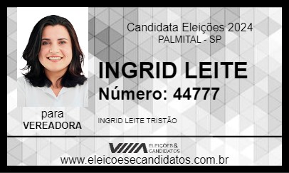 Candidato INGRID LEITE 2024 - PALMITAL - Eleições