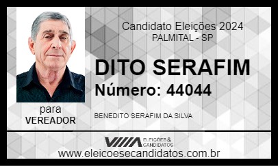 Candidato DITO SERAFIM 2024 - PALMITAL - Eleições