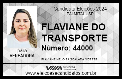 Candidato FLAVIANE DO TRANSPORTE 2024 - PALMITAL - Eleições