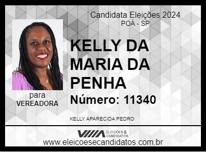 Candidato KELLY DA MARIA DA PENHA 2024 - POÁ - Eleições