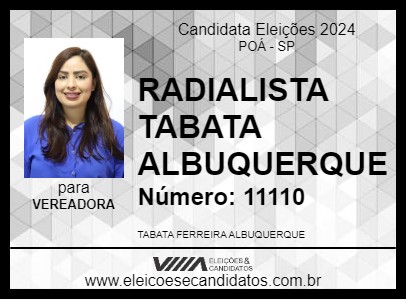 Candidato RADIALISTA TABATA ALBUQUERQUE 2024 - POÁ - Eleições