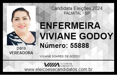 Candidato ENFERMEIRA VIVIANE GODOY 2024 - PALMITAL - Eleições