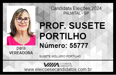 Candidato PROF. SUSETE PORTILHO 2024 - PALMITAL - Eleições