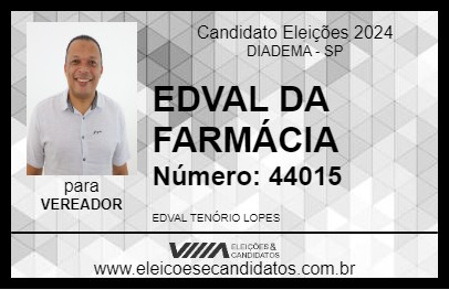 Candidato EDVAL DA FARMÁCIA 2024 - DIADEMA - Eleições