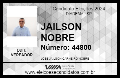 Candidato JAILSON NOBRE 2024 - DIADEMA - Eleições