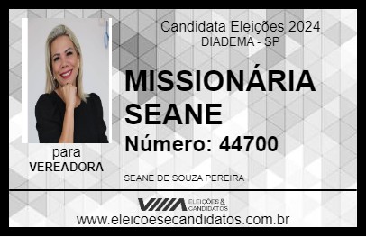 Candidato MISSIONÁRIA SEANE 2024 - DIADEMA - Eleições