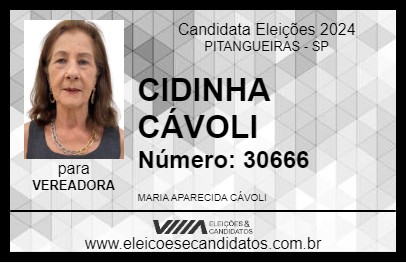 Candidato CIDINHA CÁVOLI 2024 - PITANGUEIRAS - Eleições