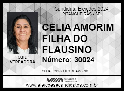 Candidato CELIA AMORIM FILHA DO FLAUSINO 2024 - PITANGUEIRAS - Eleições