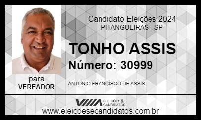 Candidato TONHO ASSIS 2024 - PITANGUEIRAS - Eleições