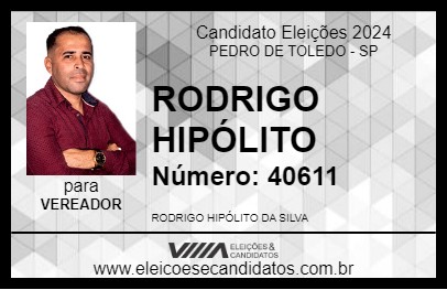 Candidato RODRIGO HIPÓLITO 2024 - PEDRO DE TOLEDO - Eleições