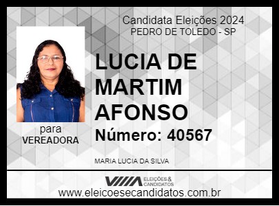 Candidato LUCIA DE MARTIM AFONSO 2024 - PEDRO DE TOLEDO - Eleições