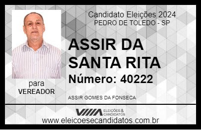 Candidato ASSIR DA SANTA RITA 2024 - PEDRO DE TOLEDO - Eleições