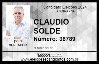 Candidato CLAUDIO SOLDE 2024 - JANDIRA - Eleições