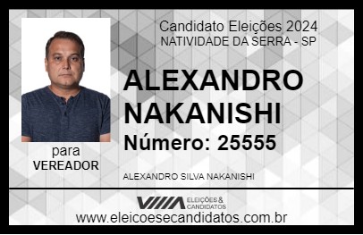 Candidato ALEXANDRO NAKANISHI 2024 - NATIVIDADE DA SERRA - Eleições