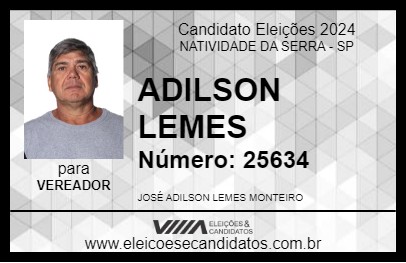 Candidato ADILSON LEMES 2024 - NATIVIDADE DA SERRA - Eleições