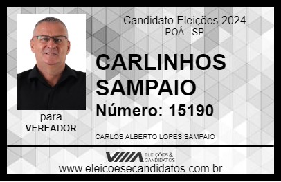 Candidato CARLINHOS SAMPAIO 2024 - POÁ - Eleições