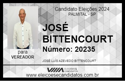 Candidato JOSÉ BITTENCOURT 2024 - PALMITAL - Eleições