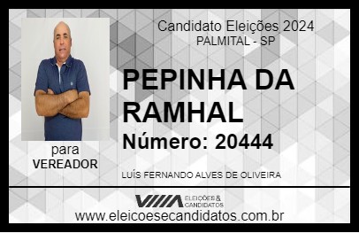 Candidato PEPINHA DA RAMHAL 2024 - PALMITAL - Eleições