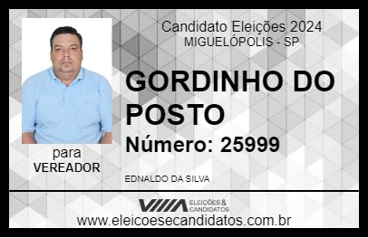 Candidato GORDINHO DO POSTO 2024 - MIGUELÓPOLIS - Eleições