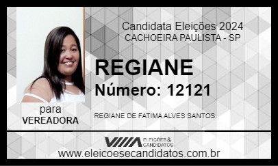 Candidato REGIANE 2024 - CACHOEIRA PAULISTA - Eleições