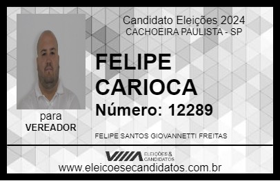 Candidato FELIPE CARIOCA 2024 - CACHOEIRA PAULISTA - Eleições