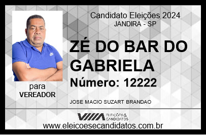 Candidato ZÉ DO BAR DO GABRIELA 2024 - JANDIRA - Eleições