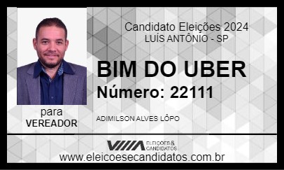 Candidato BIM DO UBER 2024 - LUÍS ANTÔNIO - Eleições