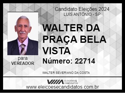 Candidato WALTER DA PRAÇA BELA VISTA 2024 - LUÍS ANTÔNIO - Eleições