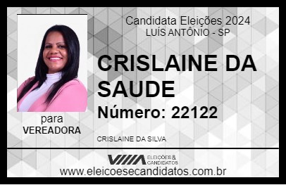 Candidato CRISLAINE DA SAUDE 2024 - LUÍS ANTÔNIO - Eleições