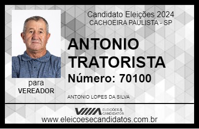 Candidato ANTONIO TRATORISTA 2024 - CACHOEIRA PAULISTA - Eleições