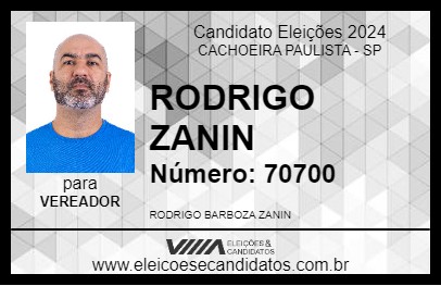 Candidato RODRIGO ZANIN 2024 - CACHOEIRA PAULISTA - Eleições