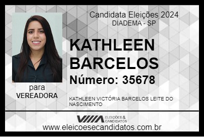 Candidato KATHLEEN BARCELOS 2024 - DIADEMA - Eleições