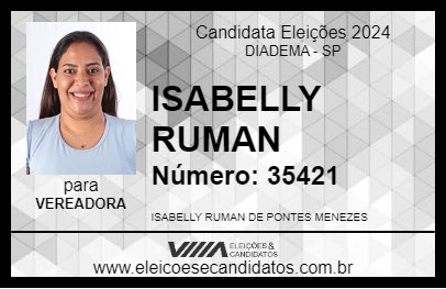 Candidato ISABELLY RUMAN 2024 - DIADEMA - Eleições