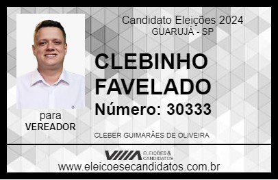 Candidato CLEBINHO FAVELADO 2024 - GUARUJÁ - Eleições