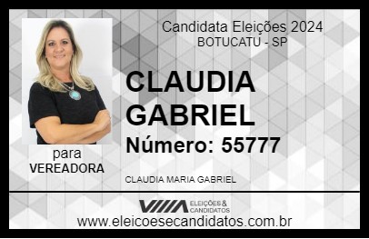 Candidato CLAUDIA GABRIEL 2024 - BOTUCATU - Eleições