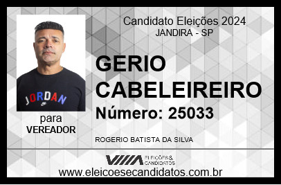 Candidato GERIO CABELEIREIRO 2024 - JANDIRA - Eleições