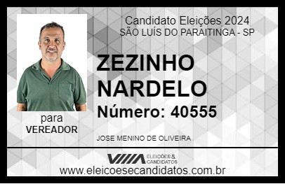 Candidato ZEZINHO NARDELO 2024 - SÃO LUÍS DO PARAITINGA - Eleições