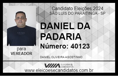 Candidato DANIEL DA PADARIA 2024 - SÃO LUÍS DO PARAITINGA - Eleições