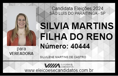 Candidato SILVIA MARTINS FILHA DO RENO 2024 - SÃO LUÍS DO PARAITINGA - Eleições