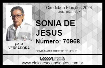 Candidato SONIA DE JESUS 2024 - JANDIRA - Eleições