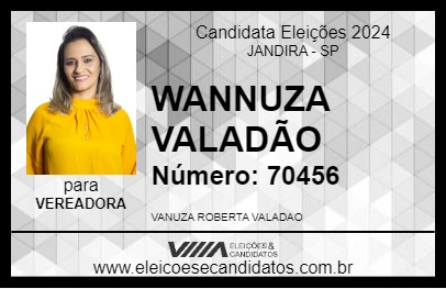 Candidato WANNUZA VALADÃO 2024 - JANDIRA - Eleições