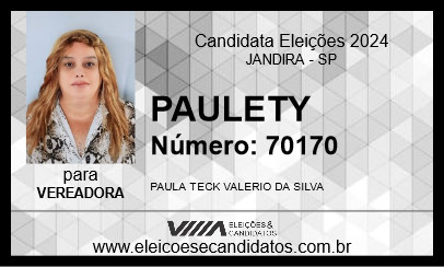 Candidato PAULETY 2024 - JANDIRA - Eleições