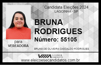 Candidato BRUNA RODRIGUES 2024 - LAGOINHA - Eleições