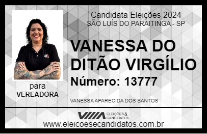 Candidato VANESSA DO DITÃO VIRGÍLIO 2024 - SÃO LUÍS DO PARAITINGA - Eleições