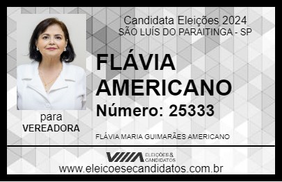 Candidato FLÁVIA AMERICANO 2024 - SÃO LUÍS DO PARAITINGA - Eleições