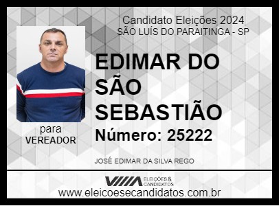 Candidato EDIMAR DO SÃO SEBASTIÃO 2024 - SÃO LUÍS DO PARAITINGA - Eleições