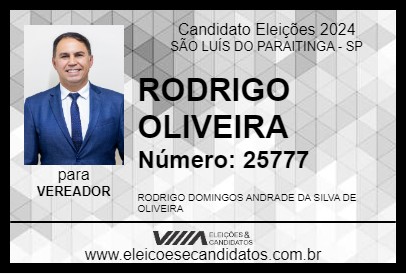 Candidato RODRIGO OLIVEIRA 2024 - SÃO LUÍS DO PARAITINGA - Eleições