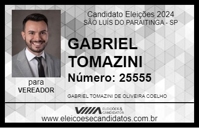 Candidato GABRIEL TOMAZINI 2024 - SÃO LUÍS DO PARAITINGA - Eleições