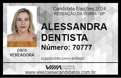 Candidato ALESSANDRA DENTISTA 2024 - REDENÇÃO DA SERRA - Eleições